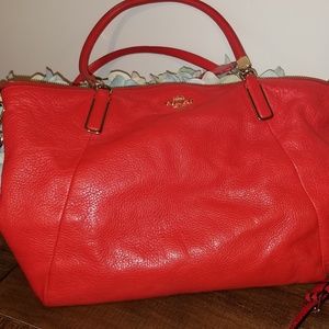 Coach Kelsey Pebble Leather Satchel Cardinal